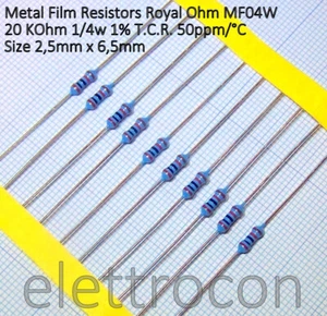 10 pezzi 20 Kohm 1/4W 1% Resistenze a strato metallico alta stabilità 0,25W - Imagen 1 de 1