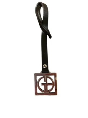 GIANI BERNIN Cuero Llavero Monedero Dije Marrón y Plata Foto 1 de 2