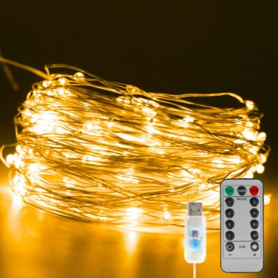 5/10/20m LED Battery Micro Rice Wire Copper Fairy String Lights Party Warm White - Image 1 of 4