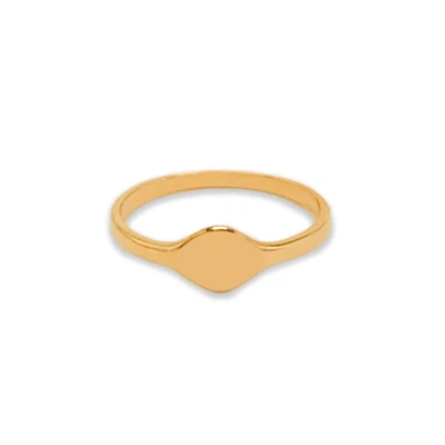 14k Solid Gold Signet Ring Simple Minimalist Ring For Love/ Mom Gift Engraveable - Image 1 of 4