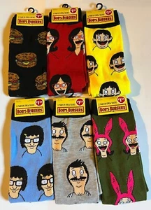 NEW ~ BOB'S BURGERS ~ CREW SOCKS ~ SHOE SIZE 6-12 ~ CHOOSE 1 or ALL ~ 1+ SHIP - Picture 1 of 4