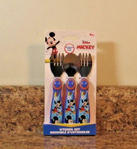 Disney Mickey Mouse Stainless Steel Utensil Set Forks & Spoon Flatware NEW - Picture 1 of 3