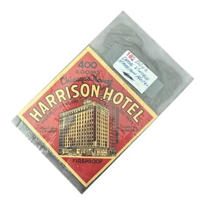 *HARRISON HOTEL en CHICAGO* ETIQUETA DE HOTEL/EQUIPAJE VINTAGE.  Aprox. Cuadrado de 4,00". - Imagen 1 de 6