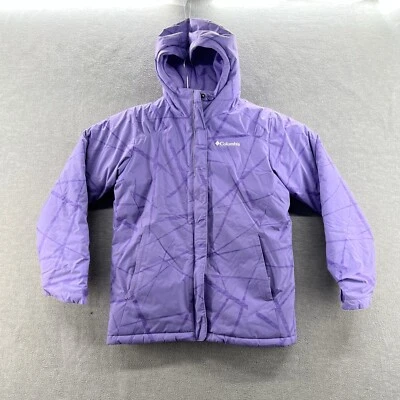 Columbia Niñas Talla L (14/16) Morado Capucha Cremallera Completa Parka Chaqueta Aislante Foto 1 de 4