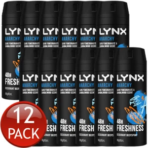 12 x Lynx Deodorant Body Spray Aerosol Anarchy 165mL 48h Odour Sweat Protection - Picture 1 of 12