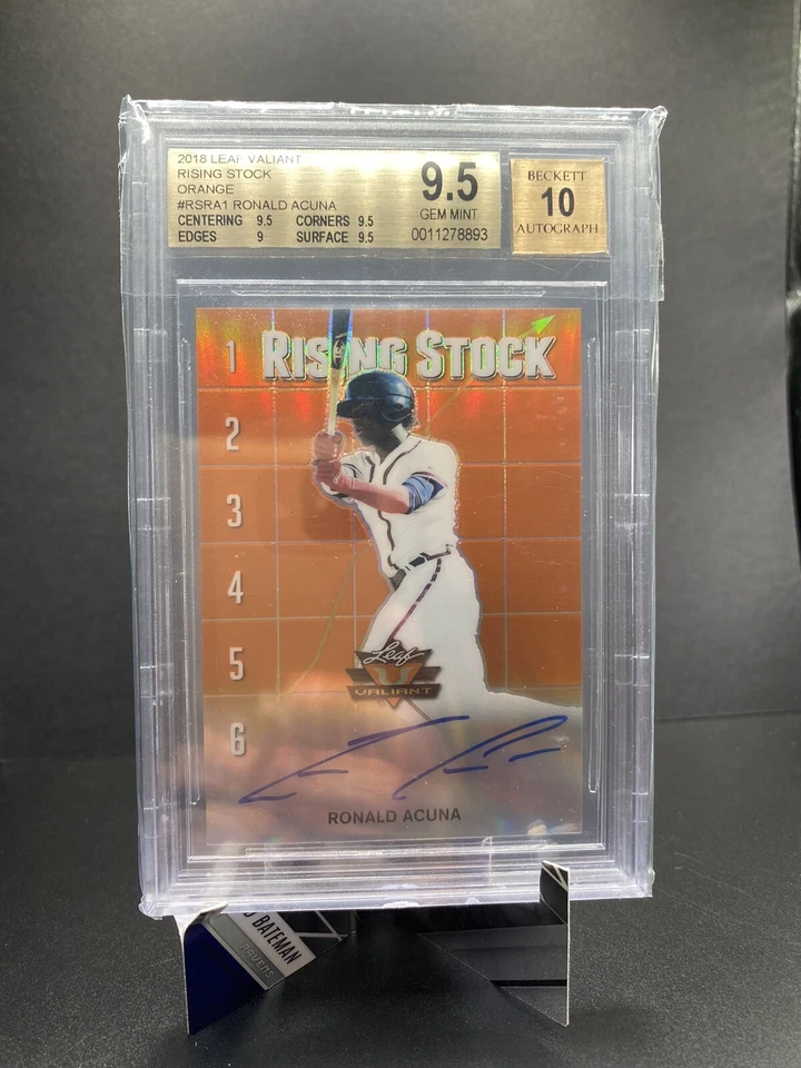 2018 LEAF VALIANT RISING STOCK RONALD ACUNA JR ROOKIE AUTO BGS 9.5/10 SP #/35 - Image 1 of 2