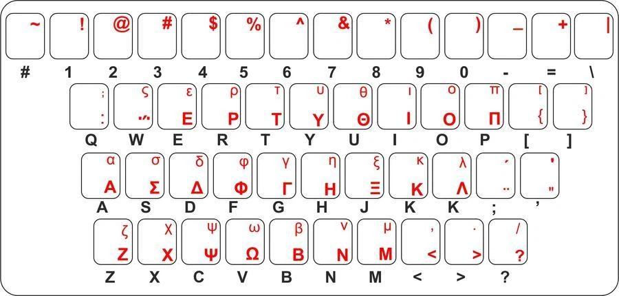 Aufkleber Sticker Tastatur Keyboard Greek Greece Grece Alphabet Buchstaben - Bild 1 von 1