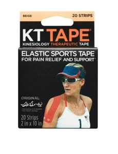 KT TAPE Original Cotton Elastic Sports Tape, 20 Pre-Cut Strips, 2"x10" Beige