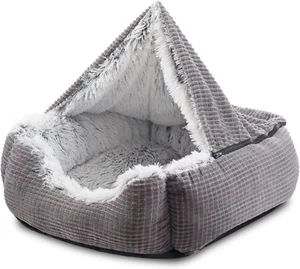 Dog Beds for Large Medium Small Dogs, Rectangle Cave Hooded Blanket Puppy Bed, L - Picture 1 of 9