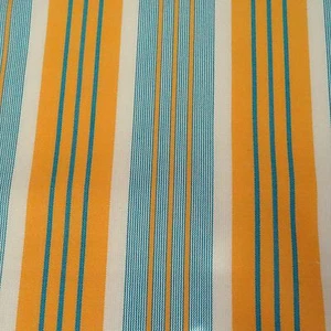 TÜRKIS GELB ELFENBEIN GESTREIFT POLSTERSTOFF/KISSENSTOFF $ 7,99/YD BTY 253FS - Bild 1 von 4