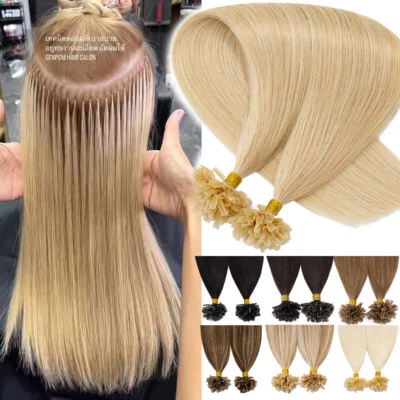 CLEARANCE Nail U Tip Russian Remy Human Hair Extensions Pre Bonded THICK 150G US - Image 1 of 4