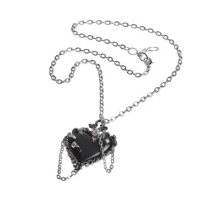 Halskette Zinn Hexen schwarz Herz von Alchemy Gothic 1977 - Bild 1 von 1