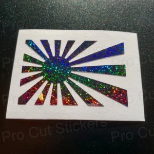 Rising Sun Flag JDM Rainbow Glitter Sparkles Custom Car Wall Art Sticker Decal - Picture 1 of 2