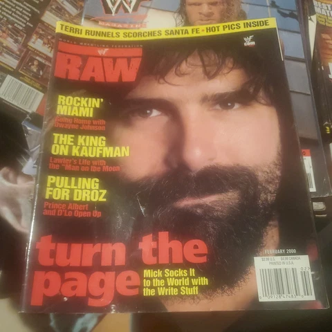 WWF WWE Raw Wrestling Magazine February 2000 Mick Foley Mankind Cover HAS POSTER Cover