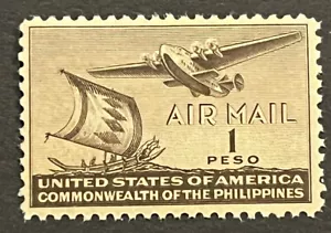 Travelstamps: US Philippines Airmail stamps 1941 Sc #C62 1 Peso Mint MNH OG - Picture 1 of 5