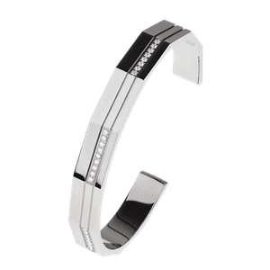 Ernstes Design Armreif aus Edelstahl A583 mit Zirkonia Breite 9 mm - Bild 1 von 3