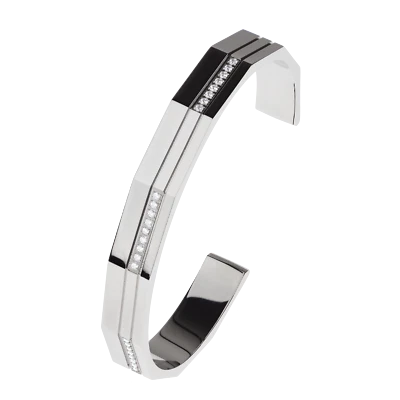 Ernstes Design Armreif aus Edelstahl A583 mit Zirkonia Breite 9 mm - Bild 1 von 3