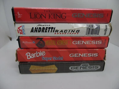 Лот из 5 игр Sega Genesis КОЛОНКИ БАРБИ ЛЕВ КОРОЛЬ MORTAL KOMBAT 3 ANDRETTI - Изображение 1 из 2