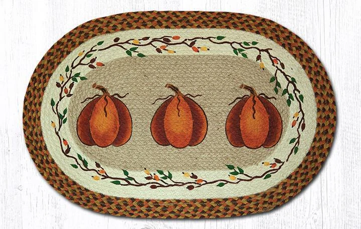 Earth Rugs 65-222HP Oval Patch Rug Harvest Pumpkin
