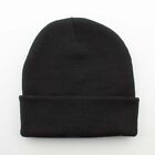 New Quality Blank Plain Black Long Skull Fold Unfold Cuffed Beanie Winter Hat