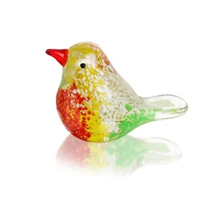 Red Art Glass Bird Figurine Handmade Blown Glass Crystal Paperweight Christmas - Picture 1 of 8