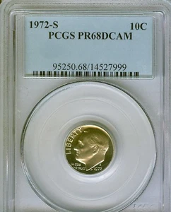 1972-S Proof Roosevelt Dime PCGS PR68DCAM #7999 - Picture 1 of 1