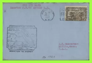 Kanada 1929 5c Air on First Flight Cachet Cover, Moncton - Sydney - Bild 1 von 2