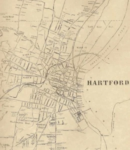 Hartford CT 1869 mappe stradali dettagliate con aziende e proprietari di case - Foto 1 di 2
