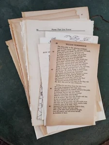 Beautiful Ephemera Lot Of 50+ Vintage Poetry Book Pages, 1920s Through 70s - Picture 1 of 1