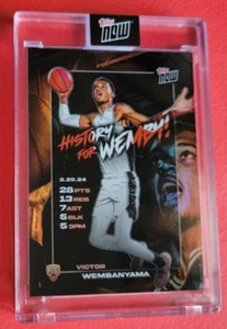 Tarjeta de novato Victor Wembanyama Topps Now 5x5 28 PTS 13 REB 7 AST 5 NEGRA 5 3 PT - Imagen 1 de 2