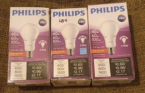 3-Philips LED 3-Way Light Bulbs A21 - Soft White - 40/60/100W Tested B4 Shipping - Picture 1 of 4