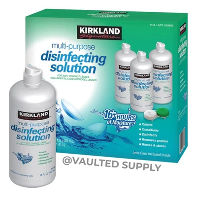 Solución desinfectante Kirkland Signature para contactos blandos 16 oz paquete de 3 EXP 4/26 Foto 1 de 4