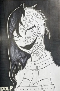 “Pyromaniac” original horror illustration on paper size A5 - Picture 1 of 2