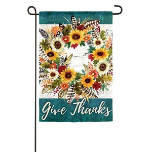 Give Thanks Wreath Garden Suede Flag,14s9264 - Picture 1 of 2