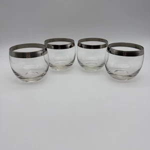 Set Of 4 Vintage Dorothy Thorpe Roly Poly Style Glasses Silver Rimmed 3” - Picture 1 of 12