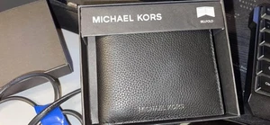 Michael Kors black mens leather billfold wallet new with tags and box - Picture 1 of 4