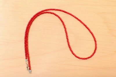 橙色红宝石刻面圆形宝石小珠七月生日石项链 24 英寸 — 第 1/4 张图片