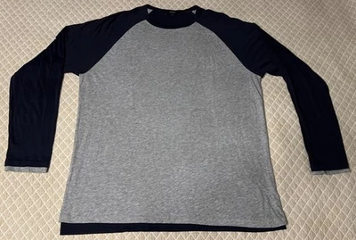 Vince Мужская серый/черный двойной слой реглан ворота длинным рукавом футболка размер XL - Изображение 1 из 4