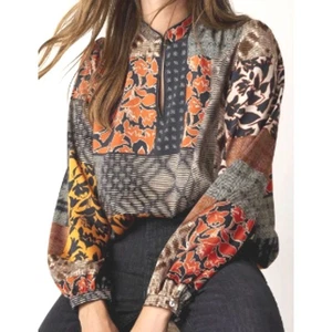 Summum Patchwork Print Long Sleeve Blouse sz 6 US / 36 EU - Picture 1 of 4
