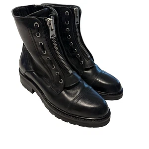 AllSaints Ariel Leather Lace Up Biker Combat Boots Black szUS 6.5 EU 37 NEW - Picture 1 of 11