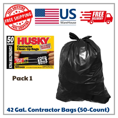 Bolsas de contratista de basura de construcción de alta resistencia Husky de 42 galones (50 unidades) Foto 1 de 4