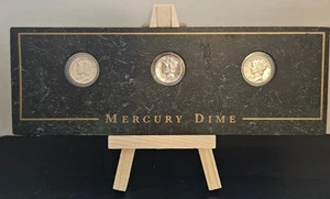 Lot of 3 Mercury Dimes In Holder And Capsules - 90% Silver 1943D,1943D,1944D - Picture 1 of 5
