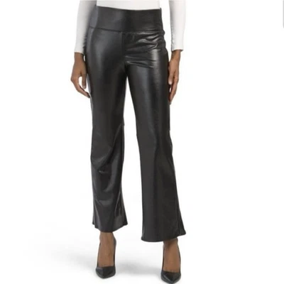 Vince Camuto Women's Faux Leather Flare Pants Size L Black Pull On Stretch NWT - Image 1 of 4