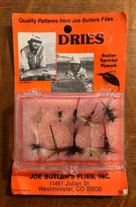 De colección Joe Butler's Flies Especial Ninfa Se Seca en Tarjeta Sin Usar - Imagen 1 de 2