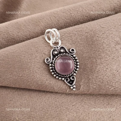 Pendente Unico Boho In Argento Sterling 925 Con Gemma A Occhio Di Gatto Viola - Immagine 1 di 4