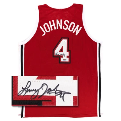 Larry Johnson Signed Jersey (JSA) UNLV Rebels Red Custom College Basketball NCAA - Image 1 of 4