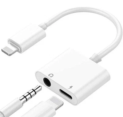 2 in 1 Adapter für iPhone Splitter auf Klinke AUX 3,5mm Audio Kopfhörer Weiß - Bild 1 von 4