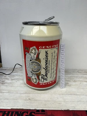 Budweiser Can Mini Fridge Cooler Retro Drinks Box Man Cave Fully Working  - Image 1 of 4