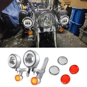 Auxiliary Passing Light w/ Bracket Turn Signal Fit for Harley Street Glide 14-up - Picture 1 of 12