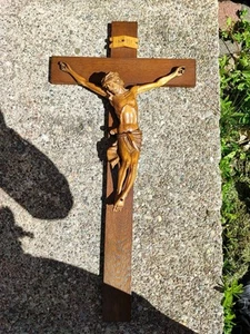 Kruzifix Holzkreuz mit Jesus geschnitzt Höhe: ca. 70cm - Bild 1 von 2